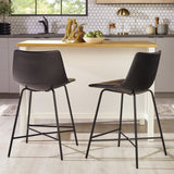 Xuma Urban Industrial Faux Leather Seating Collection (Dining Chair or Counter Stool), Set of 2-Dining / Kitchen-Parc Decor