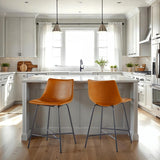 Xuma Urban Industrial Faux Leather Seating Collection (Dining Chair or Counter Stool), Set of 2-Dining / Kitchen-Parc Decor