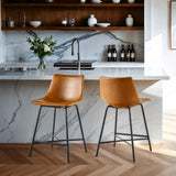 Xuma Urban Industrial Faux Leather Seating Collection (Dining Chair or Counter Stool), Set of 2-Dining / Kitchen-Parc Decor