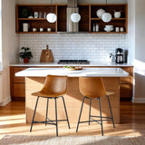 Xuma Urban Industrial Faux Leather Seating Collection (Dining Chair or Counter Stool), Set of 2-Dining / Kitchen-Parc Decor