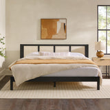 Yasmina Solid Wood Rattan Paneled Platform Bed (Queen or King)