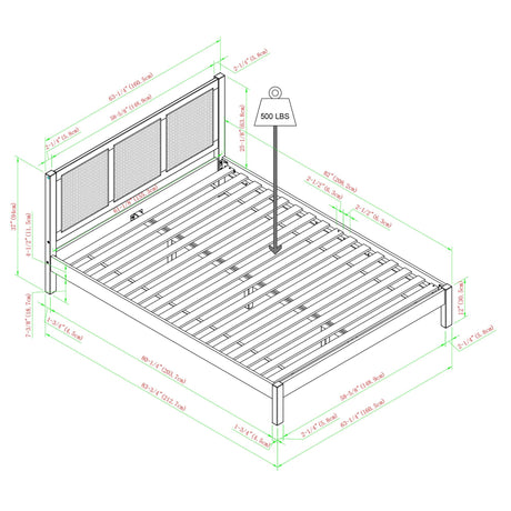 Yasmina Solid Wood Rattan Paneled Platform Bed (Queen or King)-Bedroom-Parc Decor