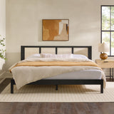 Yasmina Solid Wood Rattan Paneled Platform Bed (Queen or King)-Bedroom-Parc Decor