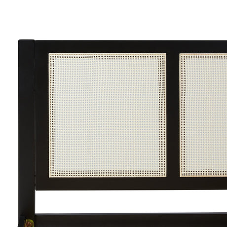 Yasmina Solid Wood Rattan Paneled Platform Bed (Queen or King)-Bedroom-Parc Decor