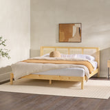 Yasmina Solid Wood Rattan Paneled Platform Bed (Queen or King)-Bedroom-Parc Decor