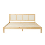 Yasmina Solid Wood Rattan Paneled Platform Bed (Queen or King)-Bedroom-Parc Decor