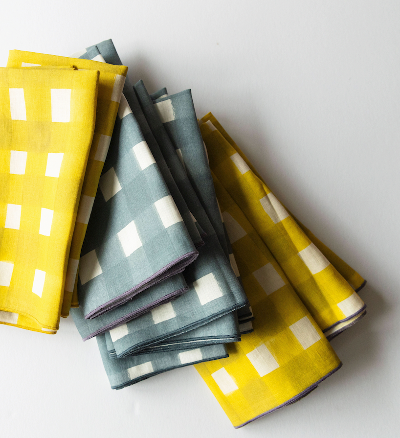 Yellow Cross-Hatch Napkin-Napkins-Parc Decor