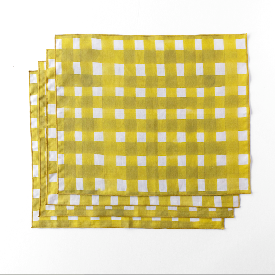 Yellow Cross Hatch Placemat-Placemats-Parc Decor
