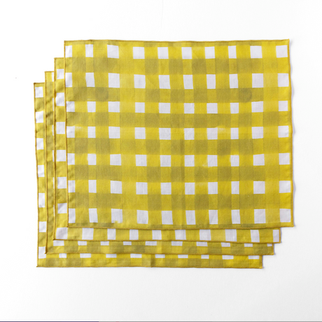 Yellow Cross Hatch Placemat-Placemats-Parc Decor