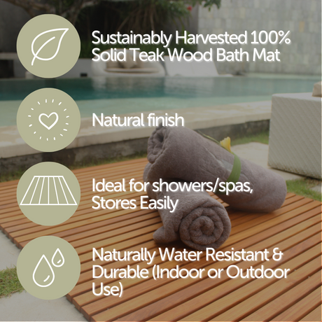 Yukon Teak Shower and Bathmat 24" x 24"