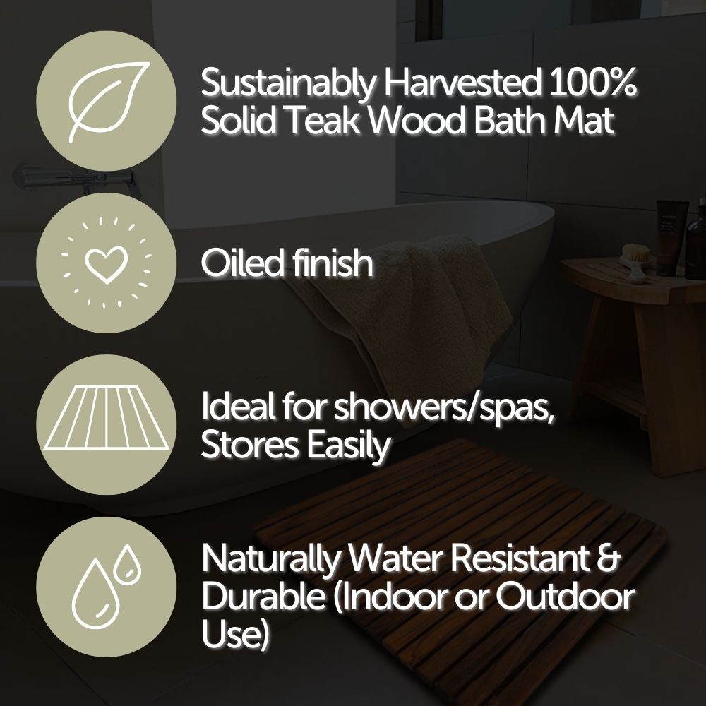 Yukon Teak Shower and Bathmat-Bath Mat-Parc Decor