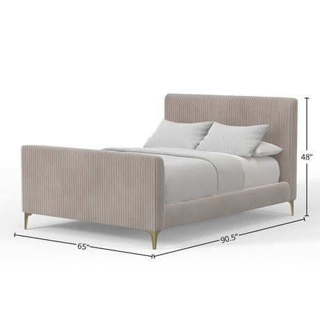 Zaldy Platform Bed, Light Grey-Beds-Parc Decor