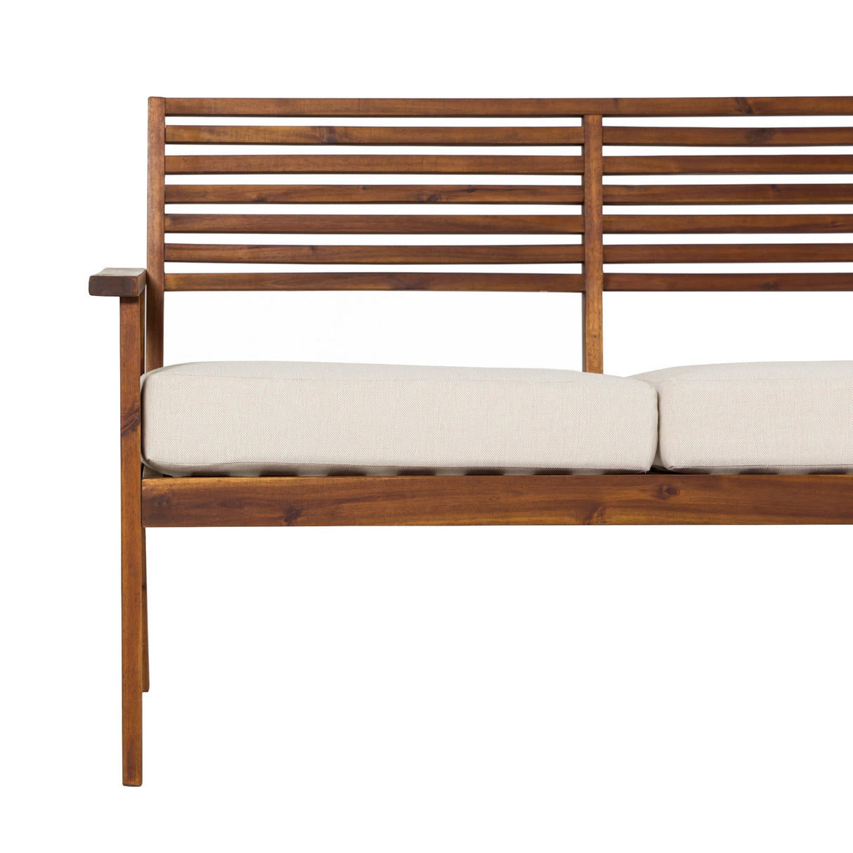 Zander Mid-Century Modern Acacia Outdoor Slat-Back Loveseat-Outdoor-Parc Decor