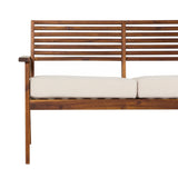Zander Mid-Century Modern Acacia Outdoor Slat-Back Loveseat-Outdoor-Parc Decor