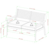 Zander Mid-Century Modern Acacia Outdoor Slat-Back Loveseat-Outdoor-Parc Decor