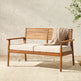 Zander Mid-Century Modern Acacia Outdoor Slat-Back Loveseat-Outdoor-Parc Decor