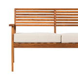 Zander Mid-Century Modern Acacia Outdoor Slat-Back Loveseat-Outdoor-Parc Decor
