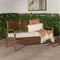 Zander Mid-Century Modern Acacia Outdoor Slat-Back Loveseat-Outdoor-Parc Decor