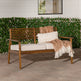 Zander Mid-Century Modern Acacia Outdoor Slat-Back Loveseat-Outdoor-Parc Decor