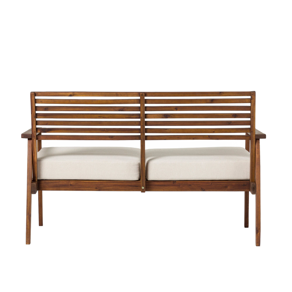 Zander Mid-Century Modern Acacia Outdoor Slat-Back Loveseat-Outdoor-Parc Decor