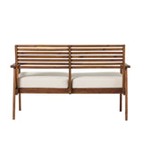 Zander Mid-Century Modern Acacia Outdoor Slat-Back Loveseat-Outdoor-Parc Decor