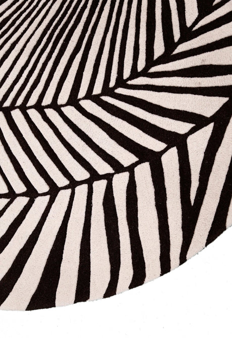 Zebra Orbit Black Hand Tufted 6x6 Wool Area Rug
