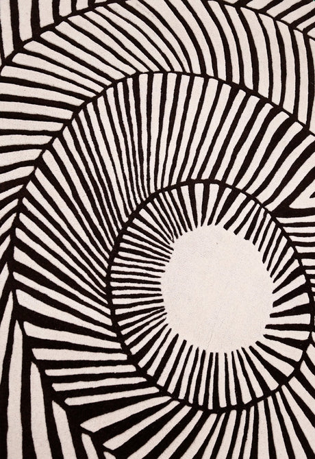 Zebra Orbit Black Hand Tufted 6x6 Wool Area Rug