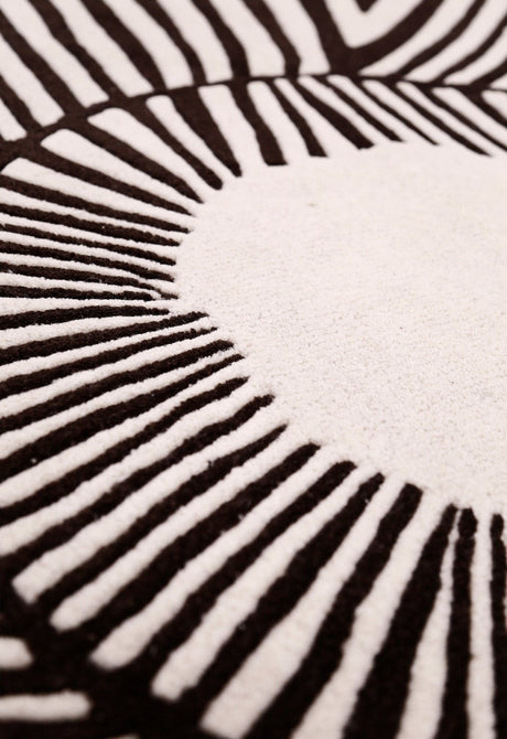 Zebra Orbit Black Hand Tufted 6x6 Wool Area Rug