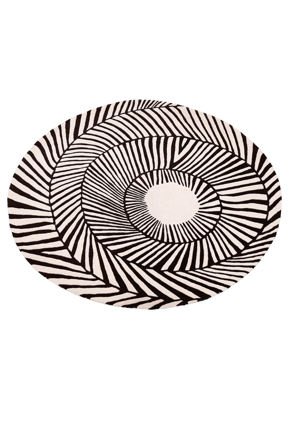 Zebra Orbit Black Hand Tufted 6x6 Wool Area Rug