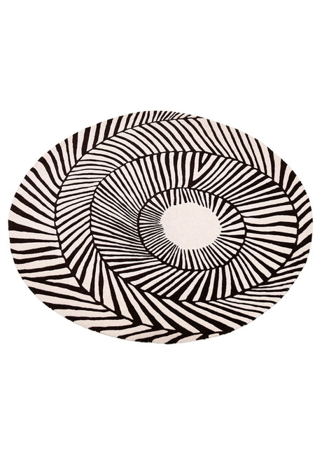 Zebra Orbit Black Hand Tufted 6x6 Wool Area Rug