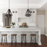 Zenith 4-Light Black & Wood Dimmable Island Pendant Light