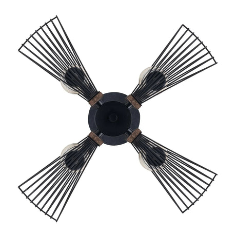 Zenith 4-Light Black & Wood Dimmable Island Pendant Light