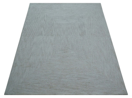 Zoha Custom Made Modern Style White And Beige Wool Rug
