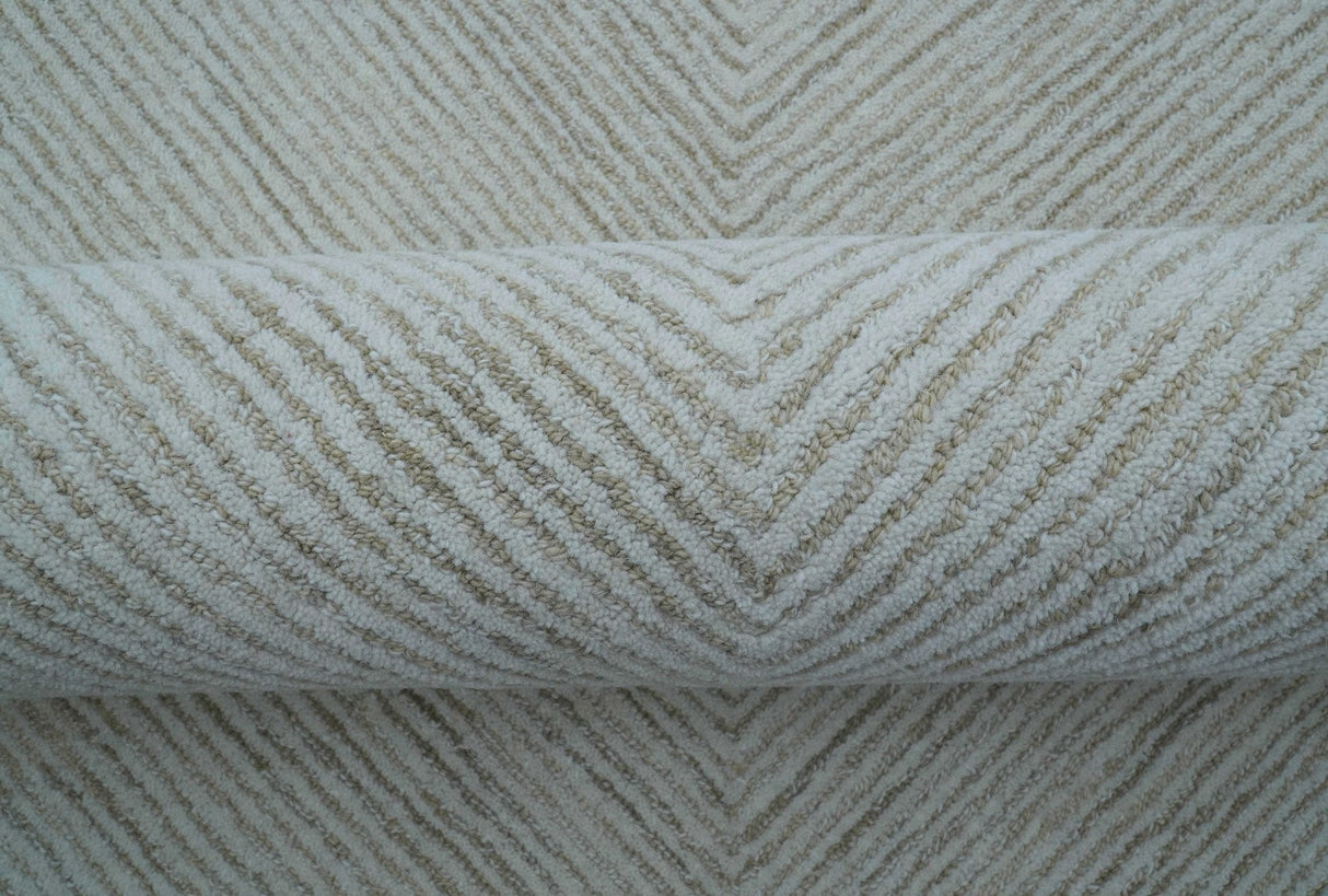 Zoha Custom Made Modern Style White And Beige Wool Rug