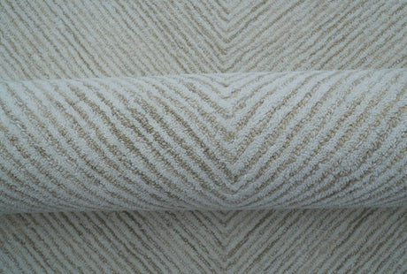 Zoha Custom Made Modern Style White And Beige Wool Rug