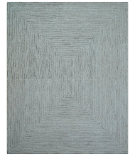 Zoha Custom Made Modern Style White And Beige Wool Rug
