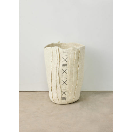 Zulu Hand-Felted Ivory Wool Floor Vase